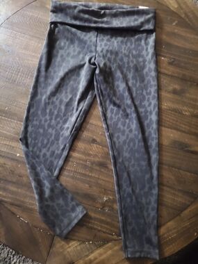 Victoria's Secret Charcoal Leopard Foldover Waist Leggings
